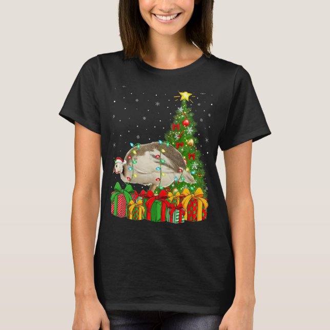 Xmas Holiday Santa Guinea Fowl Bird Christmas Tree T-Shirt (Front)