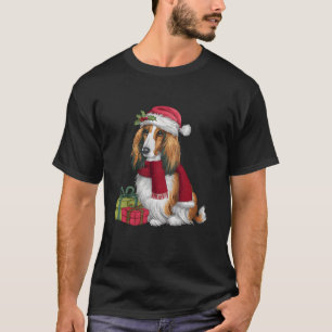 Xmas Holiday Santa Hat Afghan Hound Dog Christmas T-Shirt