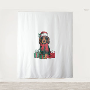 Xmas Holiday Santa Hat Irish Setter Dog Christmas  Tapestry
