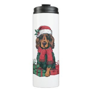 Xmas Holiday Santa Hat Irish Setter Dog Christmas  Thermal Tumbler