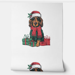 Xmas Holiday Santa Hat Irish Setter Dog Christmas  Wallpaper