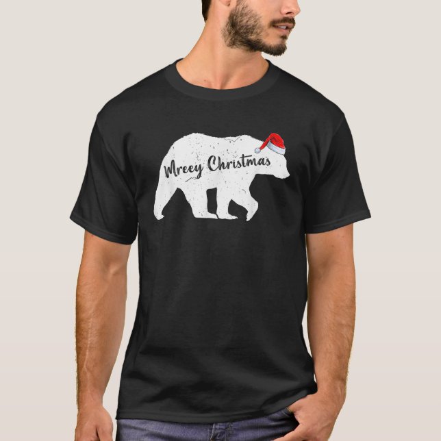 Xmas Holiday Santa Hat Polar Bear Merry Christmas  T-Shirt (Front)