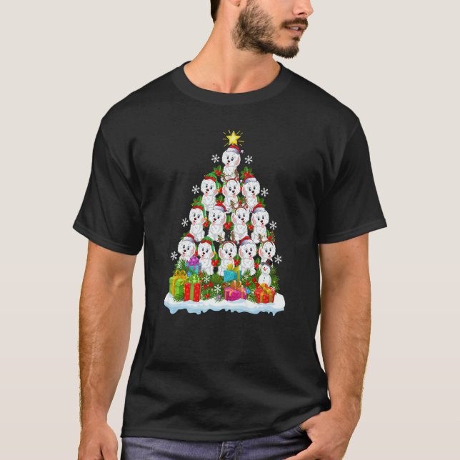 Xmas Holiday  Santa Havanese Dog Christmas Tree T-Shirt (Front)