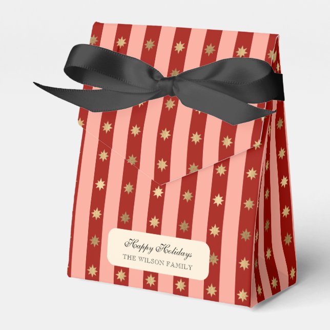 Xmas Holiday Striped Noel Christmas Wrapping  Favour Box (Front Side)