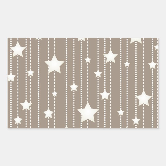 Xmas holiday white star garland  rectangular sticker (Front)