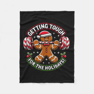 Xmas Holidays Gingerbread Man  Fleece Blanket