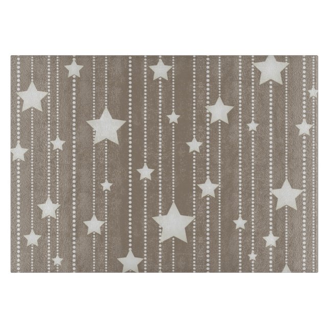 Xmas holidays star garland beige simple design cutting board (Front)