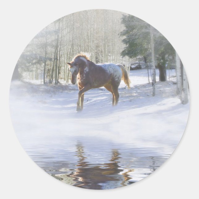 Xmas Horse Stickers! Classic Round Sticker (Front)