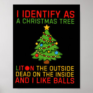Xmas I Identify As A Christmas Tree Lit On The Out Poster