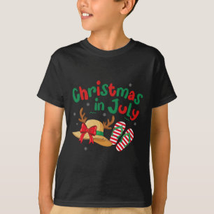 Xmas In July Reindeer Tropical Summer Vibes Beach T-Shirt