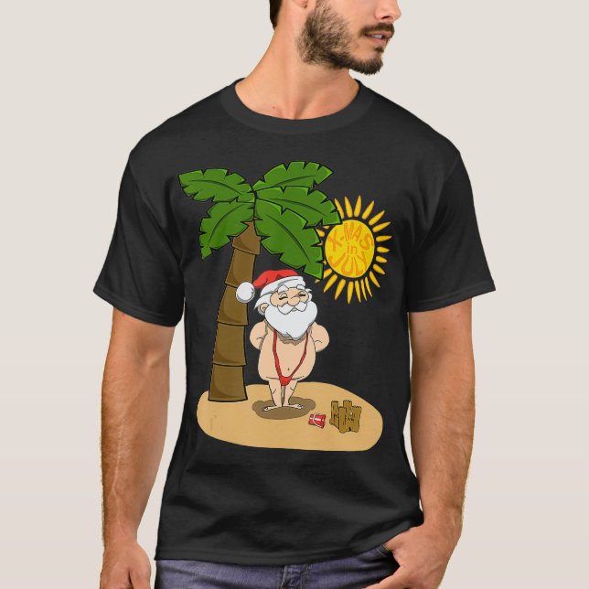 Xmas in July  Santa Beach Sunbathing red Mankini S T-Shirt (Front)