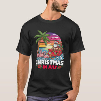 Xmas in July Santa Beach Trip Tropical Summer Vibe T-Shirt