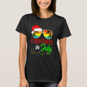 Xmas In July Santa Hat Sunglasses Summer Cute  Gra T-Shirt