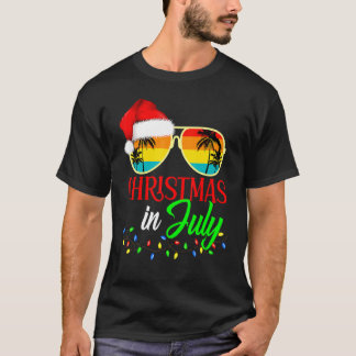 Xmas In July Santa Hat Sunglasses Summer Cute  Gra T-Shirt