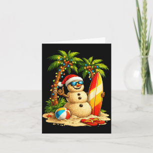 Xmas In July Santa Snowman Beach Summer Christmas Card