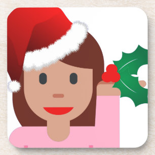 xmas information girl emoji coaster