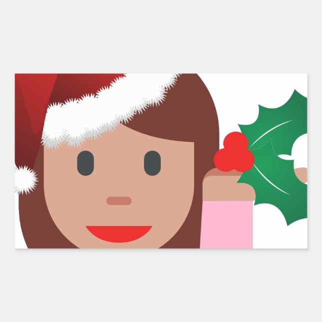 xmas information girl emoji rectangular sticker (Front)