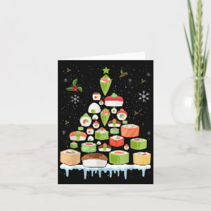 Xmas Japanese Sushi Christmas Tree Holiday Pajama Card
