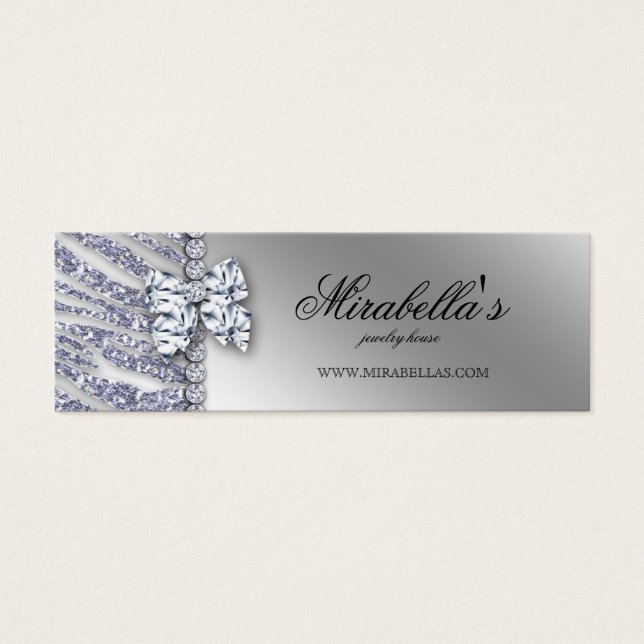 Xmas Jewellery Zebra Price Tag Silver Sparkle (Front)