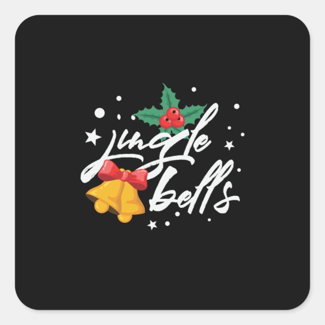 Xmas Jingle Bells Square Sticker (Front)
