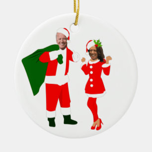 xmas joe biden santa kamala harris ceramic tree decoration
