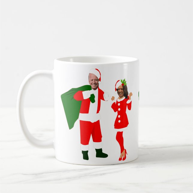 xmas joe biden santa kamala harris coffee mug (Left)