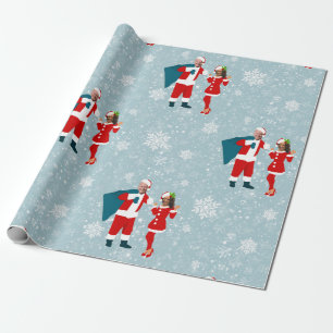 xmas joe biden santa kamala harris icy snowflakes wrapping paper