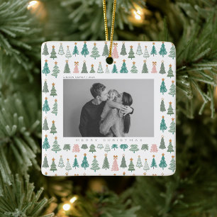 Xmas Joy Christmas Family Photo  Ceramic Ornament