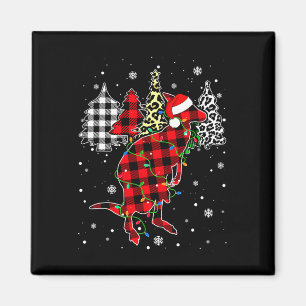 Xmas Kangaroo Animals Christmas Buffalo Plaid Leop Magnet
