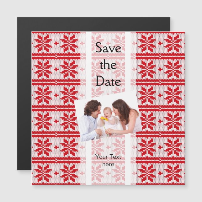 Xmas knitting seamless pattern 1 + your ideas magnetic invitation (Front/Back)