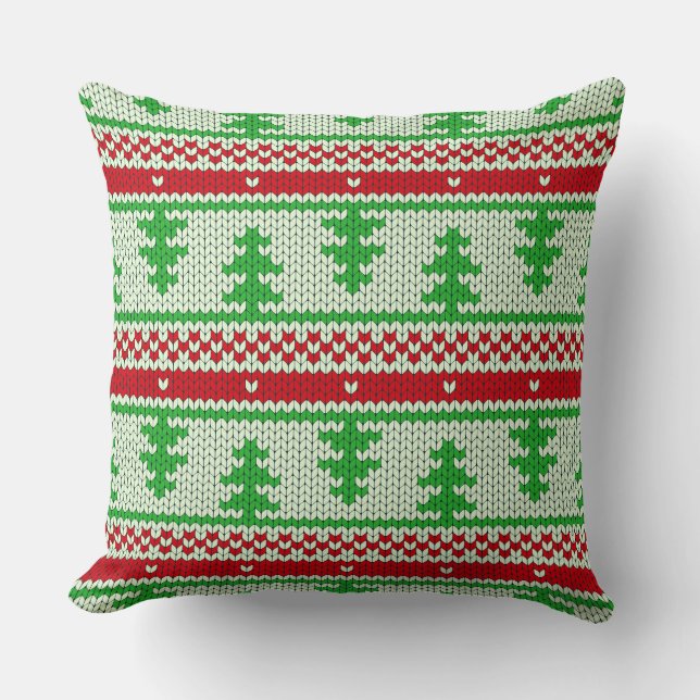 Xmas knitting seamless pattern 2 + your ideas cushion (Front)