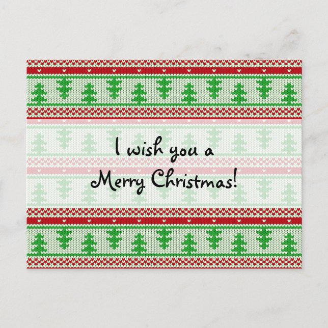 Xmas knitting seamless pattern 2 + your ideas holiday postcard (Front)