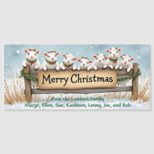 Xmas Lambs Magnetic Greeting Card