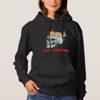 Xmas Lazy Christmas Sleeping Cat Kitten Skull Hoodie