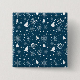 Xmas Leaf And Snow 15 Cm Square Badge