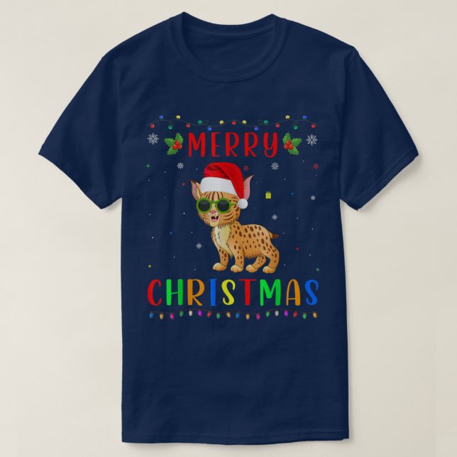 Xmas Light Bobcats Design Matching Christmas Pajam T-Shirt (Design Front)