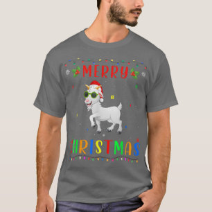 Xmas Light Goat Design Matching Christmas Pajama T-Shirt