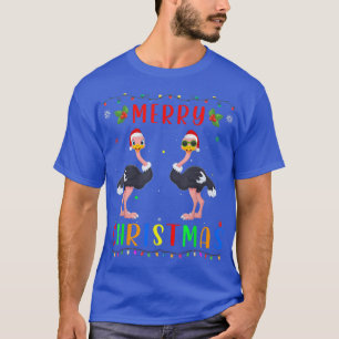 Xmas Light Ostriches Design Matching Christmas Paj T-Shirt