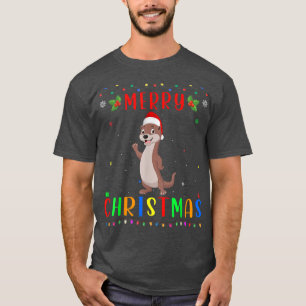 Xmas Light Otter Design Matching Christmas Pajama T-Shirt