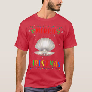 Xmas Light Oyster Design Matching Christmas Pajama T-Shirt