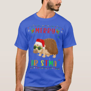 Xmas Light Porcupine Design Matching Christmas Paj T-Shirt