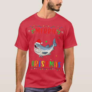 Xmas Light Salmon Design Matching Christmas Pajama T-Shirt