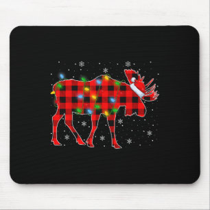 Xmas Lighting Buffalo Plaid Santa Moose Christmas  Mouse Mat