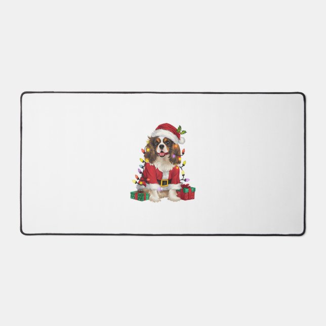 Xmas Lighting Cavalier King Charles Spaniel Dog Ch Desk Mat (Front)