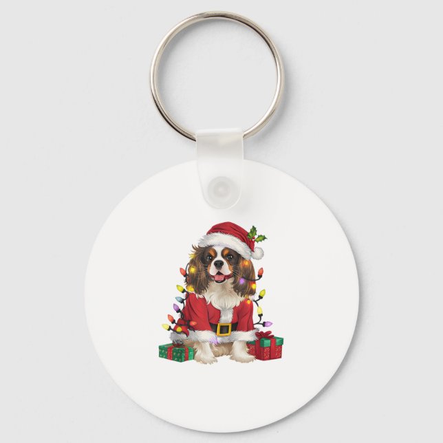 Xmas Lighting Cavalier King Charles Spaniel Dog Ch Key Ring (Front)
