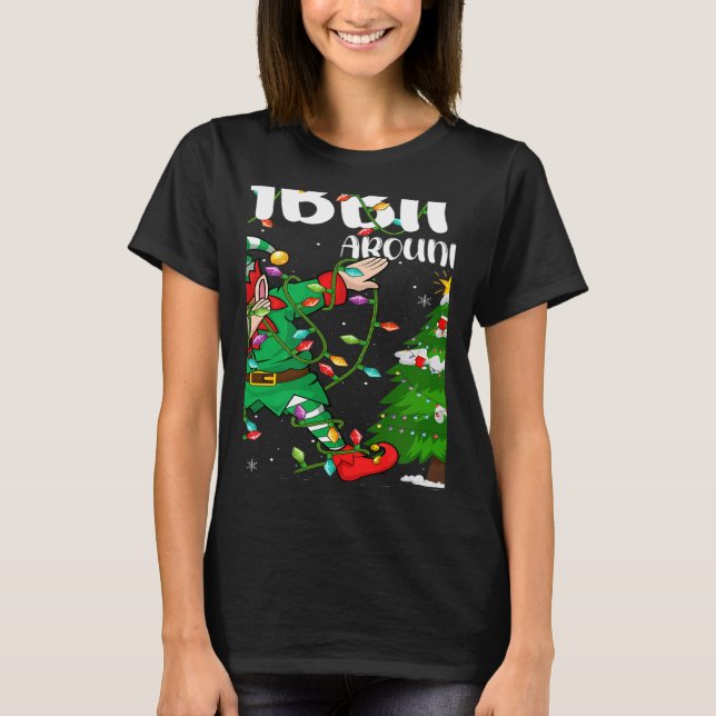 Xmas Lighting Elf Dabbing Around The Christmas Tre T-Shirt (Front)