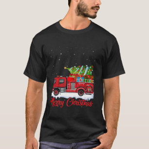Xmas Lighting Fire Truck Christmas Tree Fireman Fi T-Shirt