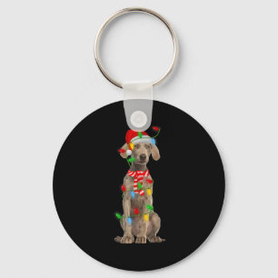 Xmas Lighting Holiday Santa Weimaraner Dog Christm Key Ring