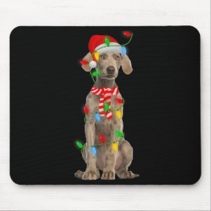 Xmas Lighting Holiday Santa Weimaraner Dog Christm Mouse Mat