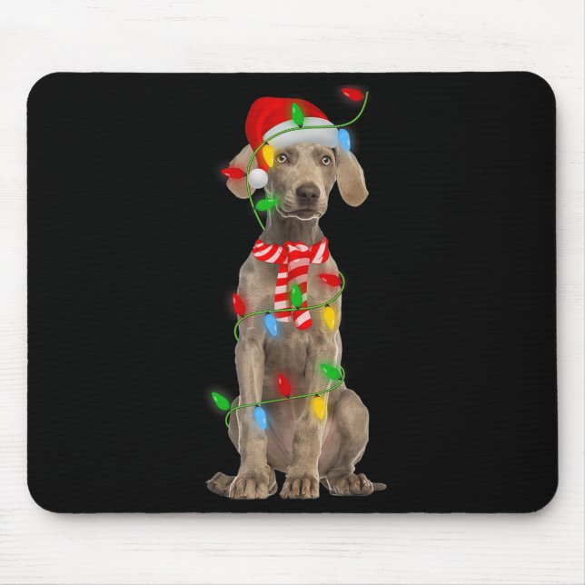 Xmas Lighting Holiday Santa Weimaraner Dog Christm Mouse Mat (Front)